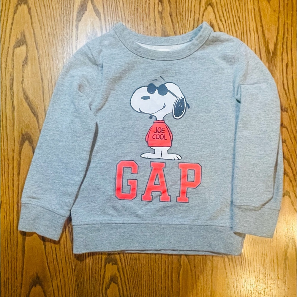 Gap Kids XS (4-5) Peanut Logo Pullover Sweatshirt “Snoopy Grey Heather” #891277